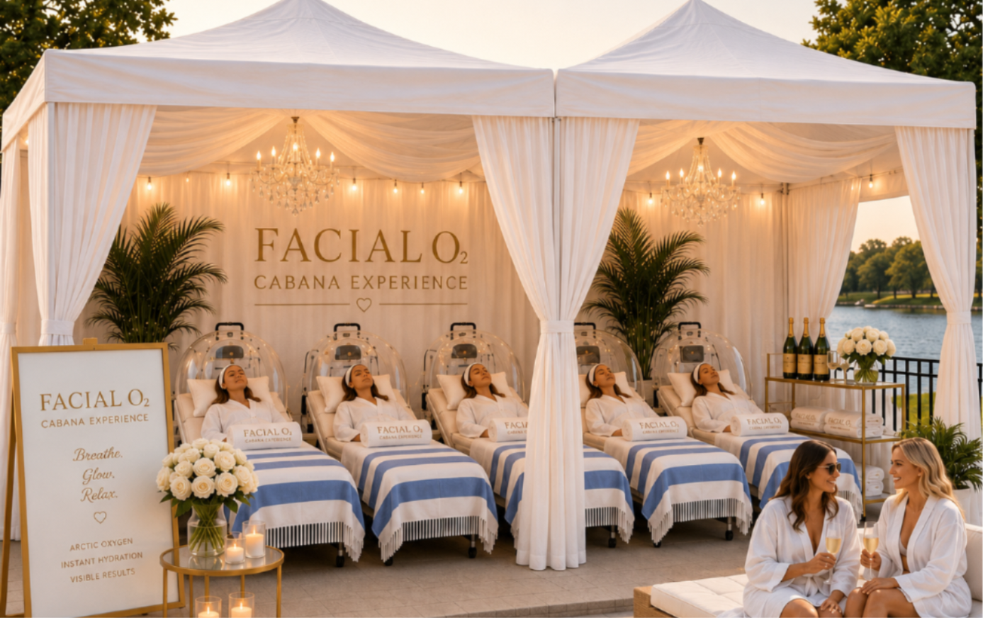 Oxygen facial treatment in progress